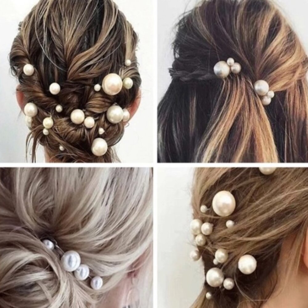Anthropologie Pearl Cluster Hair Pins in Ivory